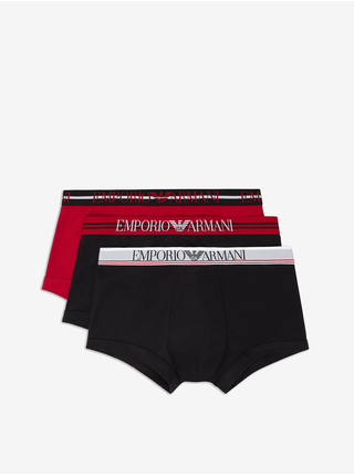 Sada tří pánských boxerek v černé a červené barvě  Emporio Armani