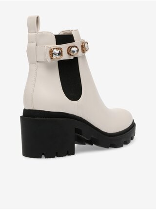Krémové dámske členkové topánky na podpätku Steve Madden Amulet