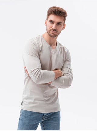 Pánská tričko s dlouhým rukávem bez potisku L136 - béžová