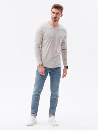 Krémové pánske basic tričko Ombre Clothing