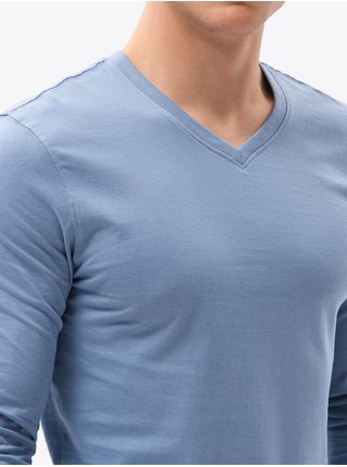 Pánská tričko s dlouhým rukávem bez potisku L136 - světle nebesky modrá