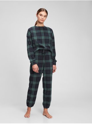 Ženy - Flanelové kostkované pyžamo Zelená