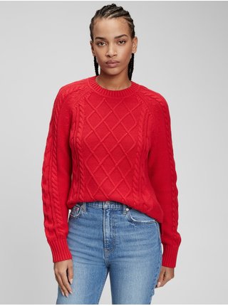 Ženy - Pletený svetr se vzorem Červená