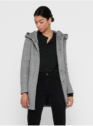 Světle šedý žíhaný lehký kabát s kapucí ONLY Sedona 