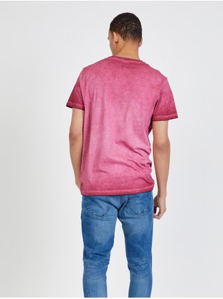 Tmavoružové žíhané pánske tričko Pepe Jeans West Sir New