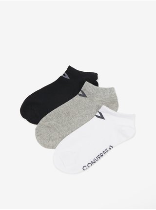 Sada troch párov pánskych ponožiek v čiernej, šedej a bielej farbe Converse