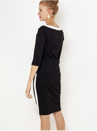 Černá pouzdrová sukně s lampasem CAMAIEU