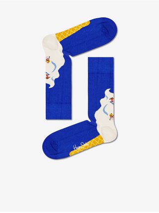 Bílo-modré ponožky se zimním motivem Happy Socks