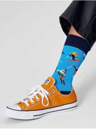 Čierno-modré ponožky so zimným motívom Happy Socks