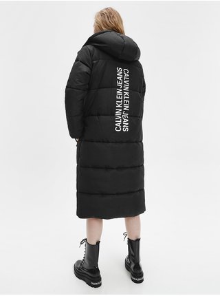 Čierna dámska prešívaná zimná bunda s potlačou Calvin Klein