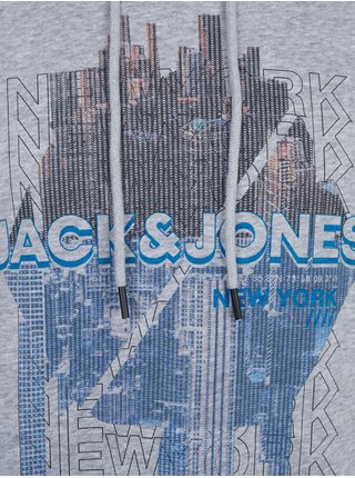 Mikiny s kapucou pre mužov Jack & Jones - sivá