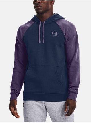 Mikina Under Armour UA RIVAL FLC COLORBLOCK HD - tmavě modrá
