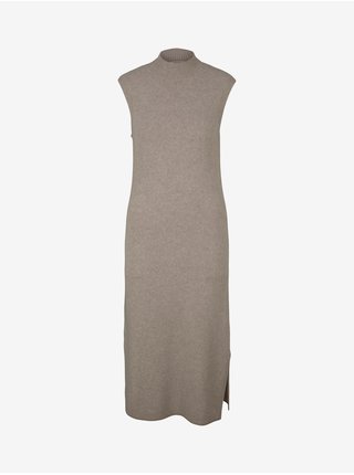 Béžové dámské svetrové midi šaty s průstřihy Tom Tailor
