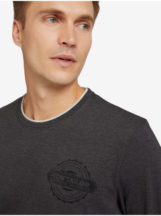 Tmavošedé pánske tričko s potlačou Tom Tailor