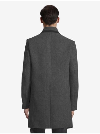 Tmavošedý pánsky vzorovaný zimný kabát Tom Tailor Denim