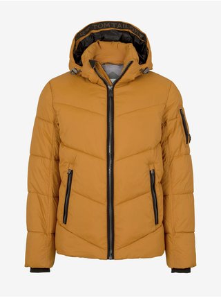 Světle hnědá pánská prošívaná zimní bunda s kapucí Tom Tailor