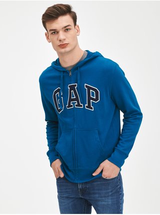 Modrá pánska mikina na zips logo GAP