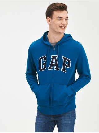 Modrá pánská mikina na zip logo GAP
