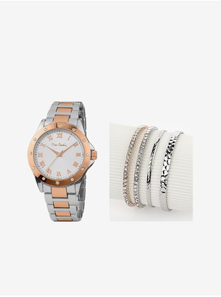 Dárkový set dámských hodinek a náramků ve stříbrné barvě Pierre Cardin 