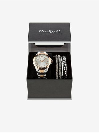 Dárkový set dámských hodinek a náramků ve stříbrné barvě Pierre Cardin 