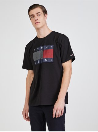 Černé pánské tričko Tommy Jeans Reflective Wave Flag