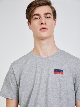 Světle šedé pánské žíhané tričko Lee Logo