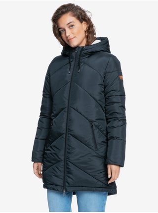 Černá dámská prošívaná zimní bunda s kapucí Roxy