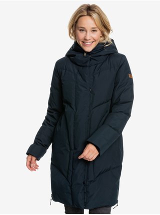 Černá dámská prošívaná prodloužená zimní bunda s kapucí Roxy