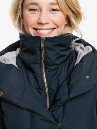 Černá dámská prošívaná prodloužená zimní bunda s kapucí Roxy