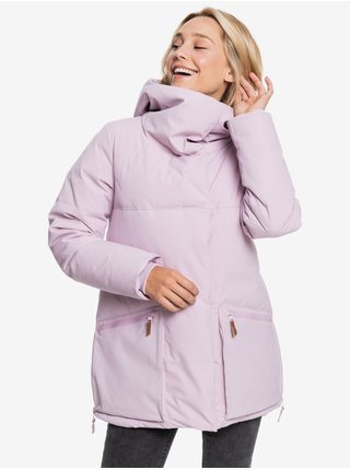 Růžová dámská prošívaná zimní bunda s kapucí Roxy