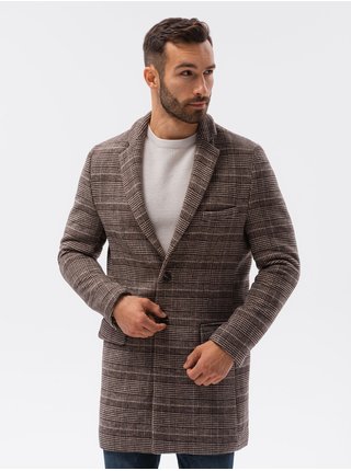 Hnědý pánský kabát Ombre Clothing C499