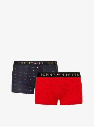Sada dvou pánských vzorovaných boxerek v tmavě modré a červené barvě Tommy Hilfiger