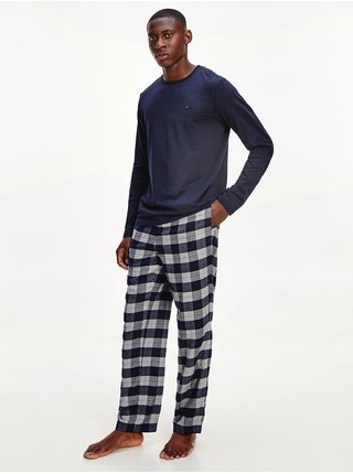 Tmavě modré pánské kostkované pyžamo Tommy Hilfiger Underwear