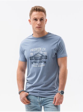 Pánské tričko s potiskem S1434 V-20C- nebesky modrá