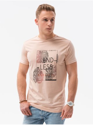 Pánské tričko s potiskem S1434 V-18B- růžová