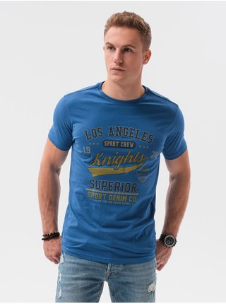 Pánské tričko s potiskem S1434 V-23A- nebesky modrá