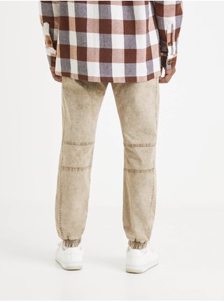 Béžové pánské žíhané kalhoty Celio