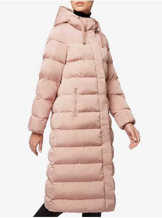 Světle růžový dámský prošívaný zimní kabát s kapucí Geox Anylla