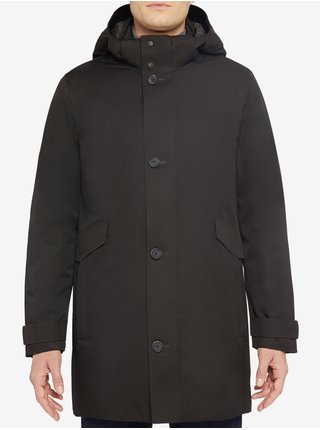 Čierna pánska predĺžená zimná bunda s kapucou Geox Clintford