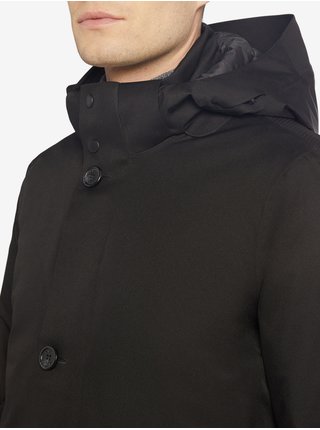 Černá pánská prodloužená zimní bunda s kapucí Geox Clintford