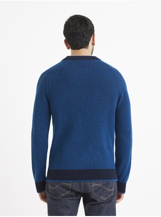 Černo-modrý pánský svetr s příměsí vlny Celio