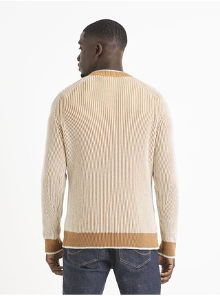 Hnědo-béžový pánský svetr s příměsí vlny Celio