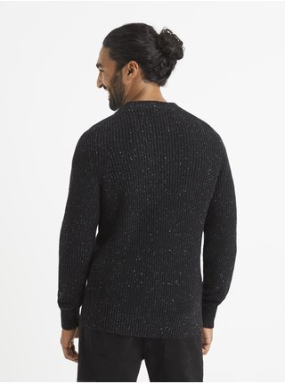 Čierny pánsky žíhaný sveter Celio