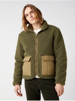 Zelená pánská bunda z umělého kožíšku Wrangler