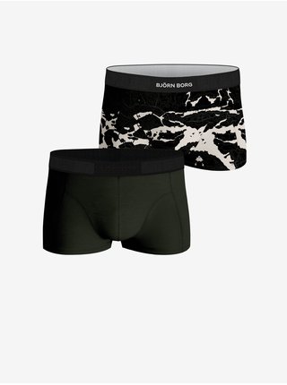 Sada dvou pánských vzorovaných boxerek v khaki a černé barvě Björn Borg Core Trunk
