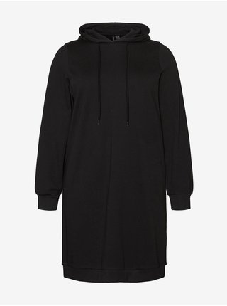 Čierne dámske mikinové šaty s kapucou VERO MODA CURVE Solia