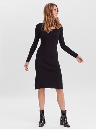 Černé dámské svetrové šaty s průstřihy VERO MODA Belina