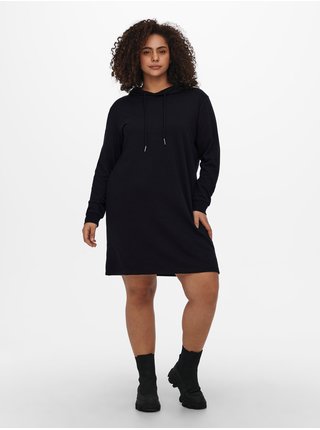 Černé dámské mikinové šaty s kapucí ONLY CARMAKOMA Siv
