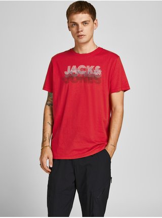 Červené pánske vzorované tričko Jack & Jones Power