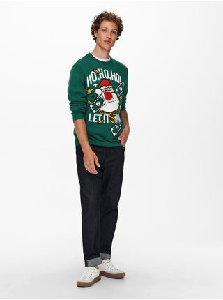 Zelený pánský vánoční svetr ONLY & SONS X-mas